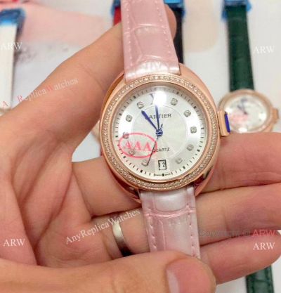 Japan Quartz Replica Cle de Cartier Lady Watch Rose Gold Pink Version